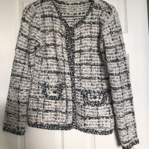Chanel-style soft tweed cardigan sweater